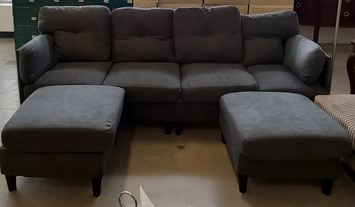 Grey Sofa with Ottomans