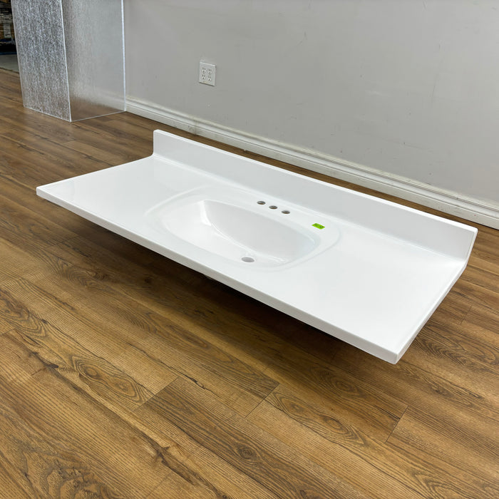 49x22-Inch Vanity Top in White with Rectangular Recessed Bowl