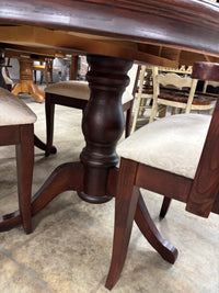 Dark Wood Dining Set with 8 Upholstered Chairs
