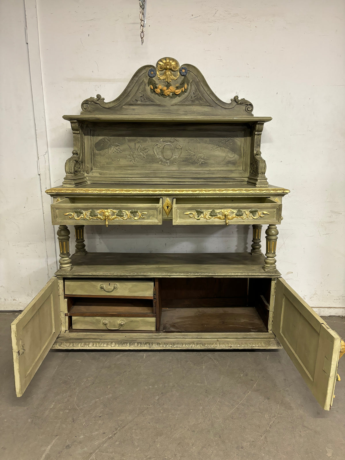 Antique French Green 3 Piece Buffet