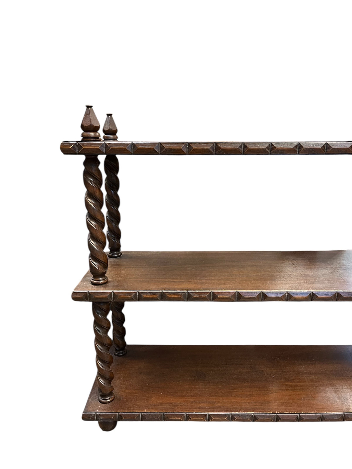 Solid Wood 3 Tier Shelf with Twist Columns