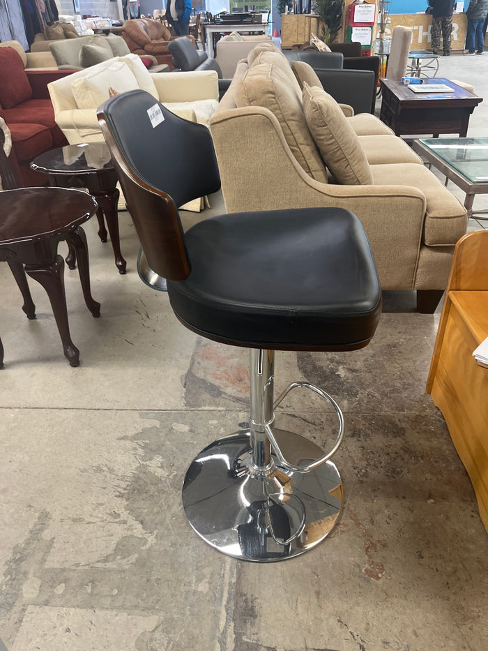 19"W Wood backed Leather Style Barstool