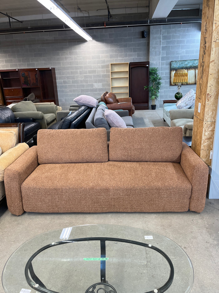 88"W Woven Light Brown Sofa
