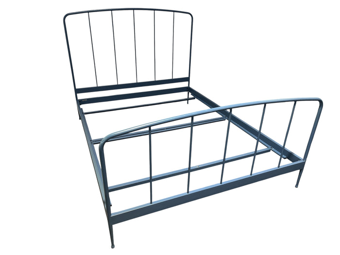 Crate & Barrel Cerulean Blue Metal Spindle Queen Bed Frame