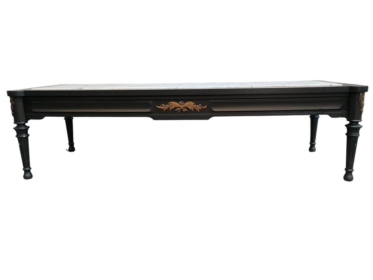 Solid Wood Coffee Table With Marble Top