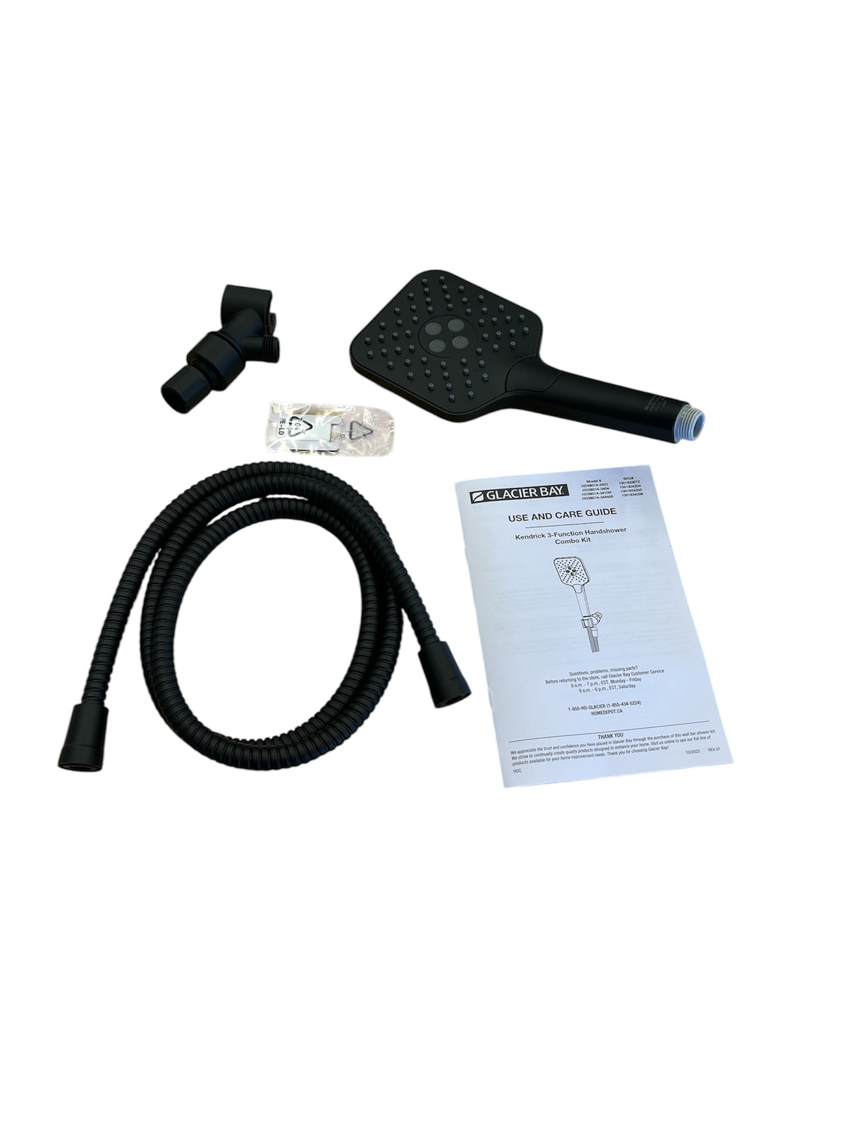 Glacier Bay Kendrick Rectangle Handheld Showerhead Kit in Matte Black