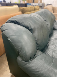 Forest Green Leather Loveseat