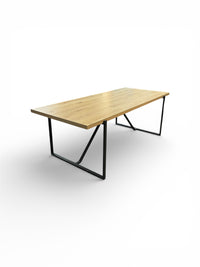 Modern Dining Table With Wood Top & Iron Frame