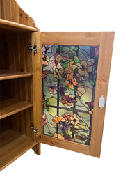 Solid Pine Sideboard with Faux Stained Glass Panel Doors