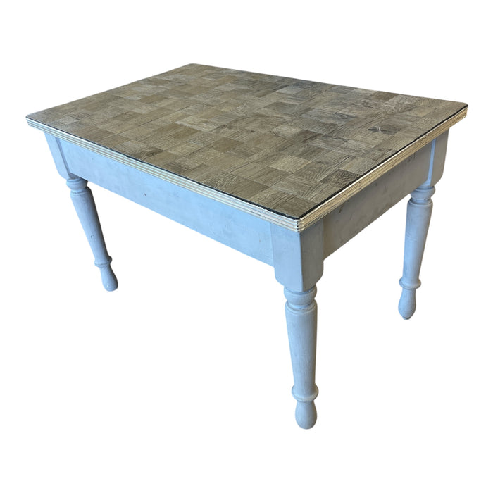 Parquet-Style Grey Rectangular Accent Table