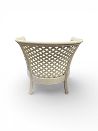 White Wicker Style Chair With Cushion