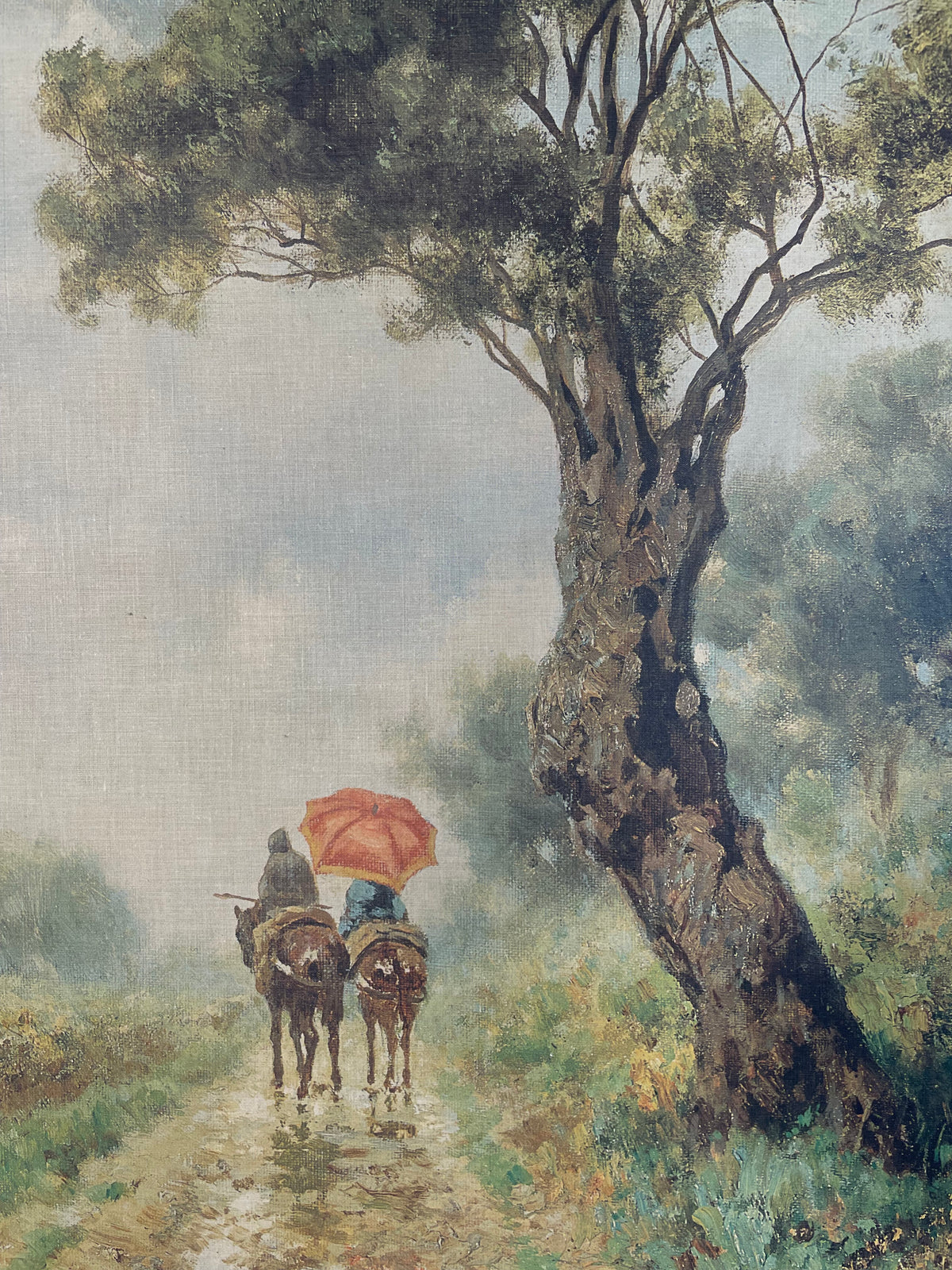 "Donkeys under a tree" - Framed Print
