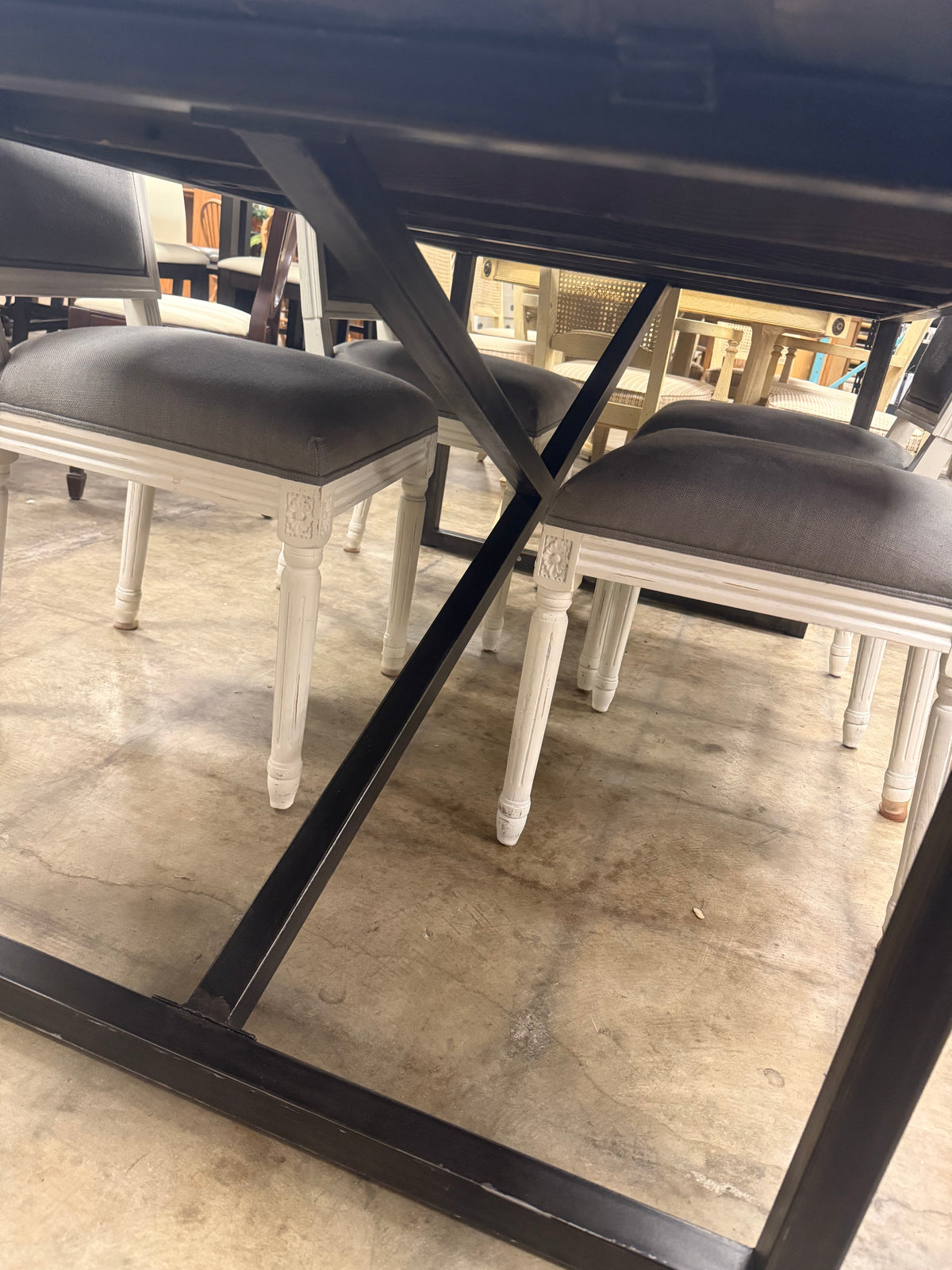 Reclaimed Wood and Industrial Metal Dining Table Set