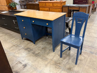 Light Wood and Dark Blue Desk