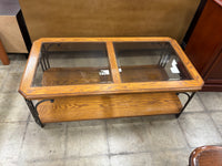 Wood and Glass Coffee Table with Metal Frame