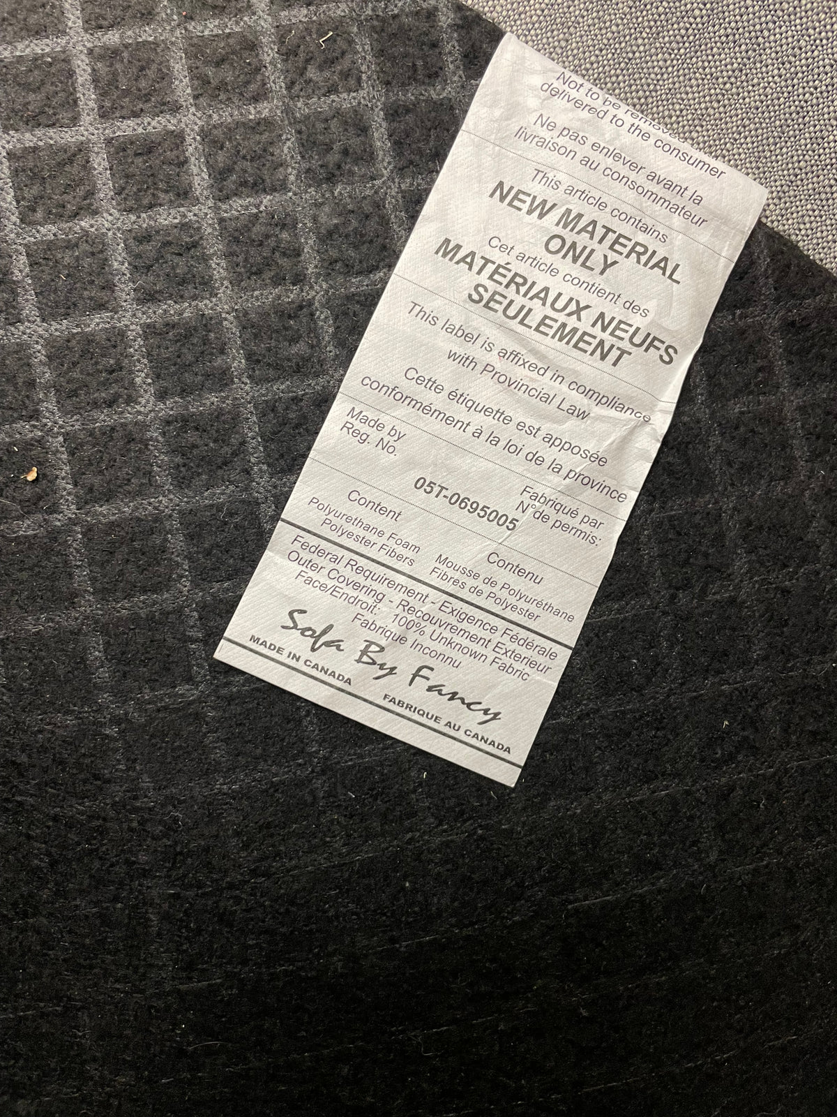 Modern Gray Fabric Tuxedo Sofa