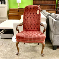 27-Inch W Vintage Velvet Accent Chair – Tufted Upholstery, Wooden Frame