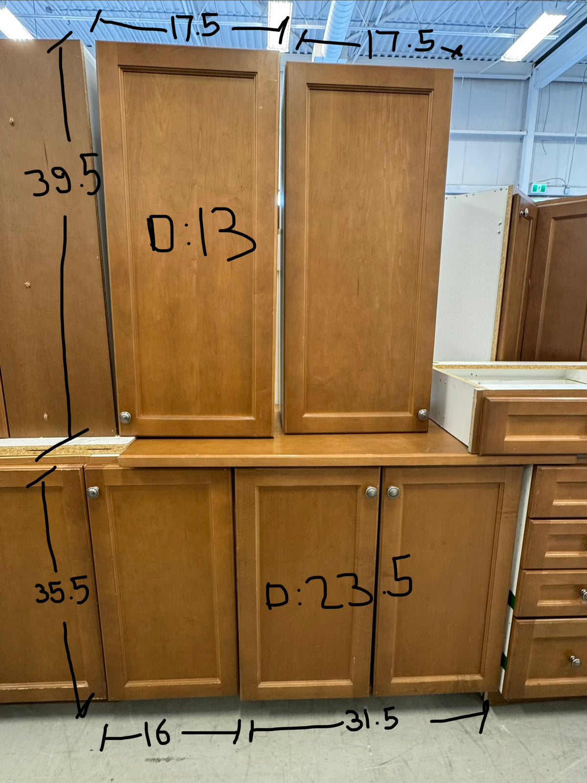 Set 24 Pieces Brown Shaker Panel kitchen Cabinets