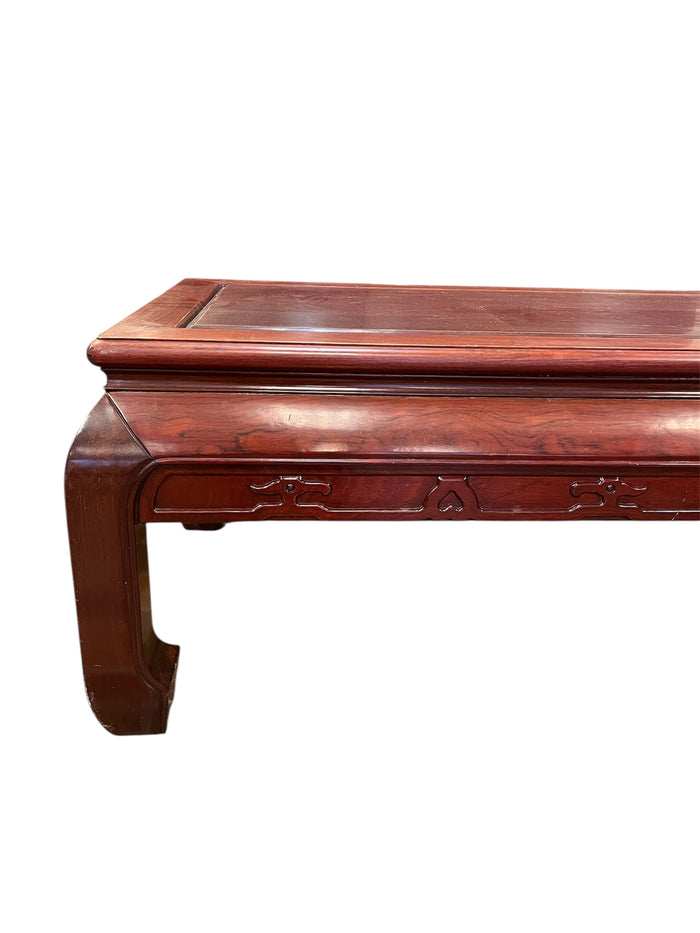 Red Tone Coffee Table with Carvings