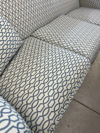 82"W White and Blue Sofa