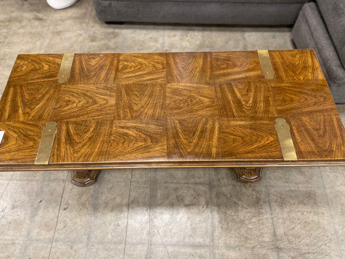 Wooden Coffee Table With Gold Accents