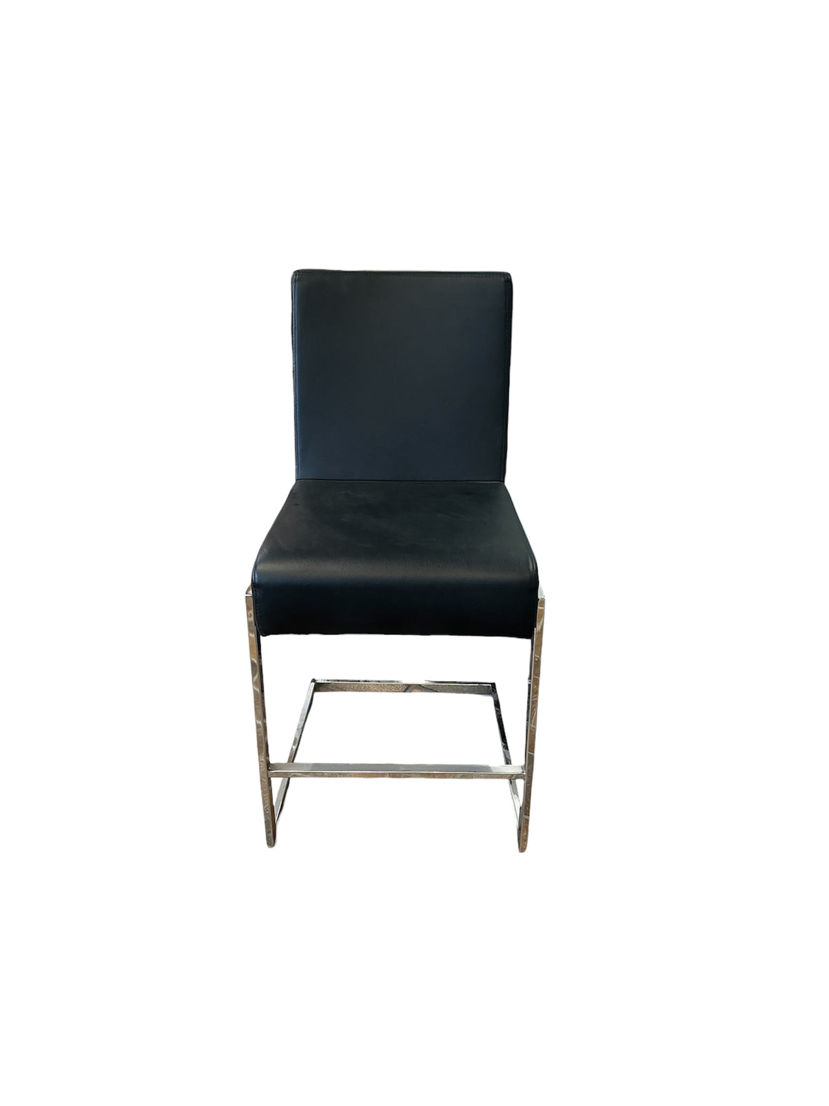 Black Leather Chair with Chrome Frame