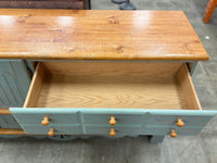 Vintage Light Green and Wood Dresser