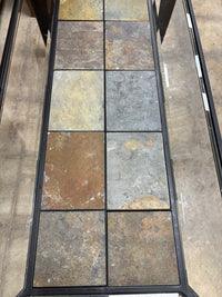 Slate and Glass Metal Coffee Table