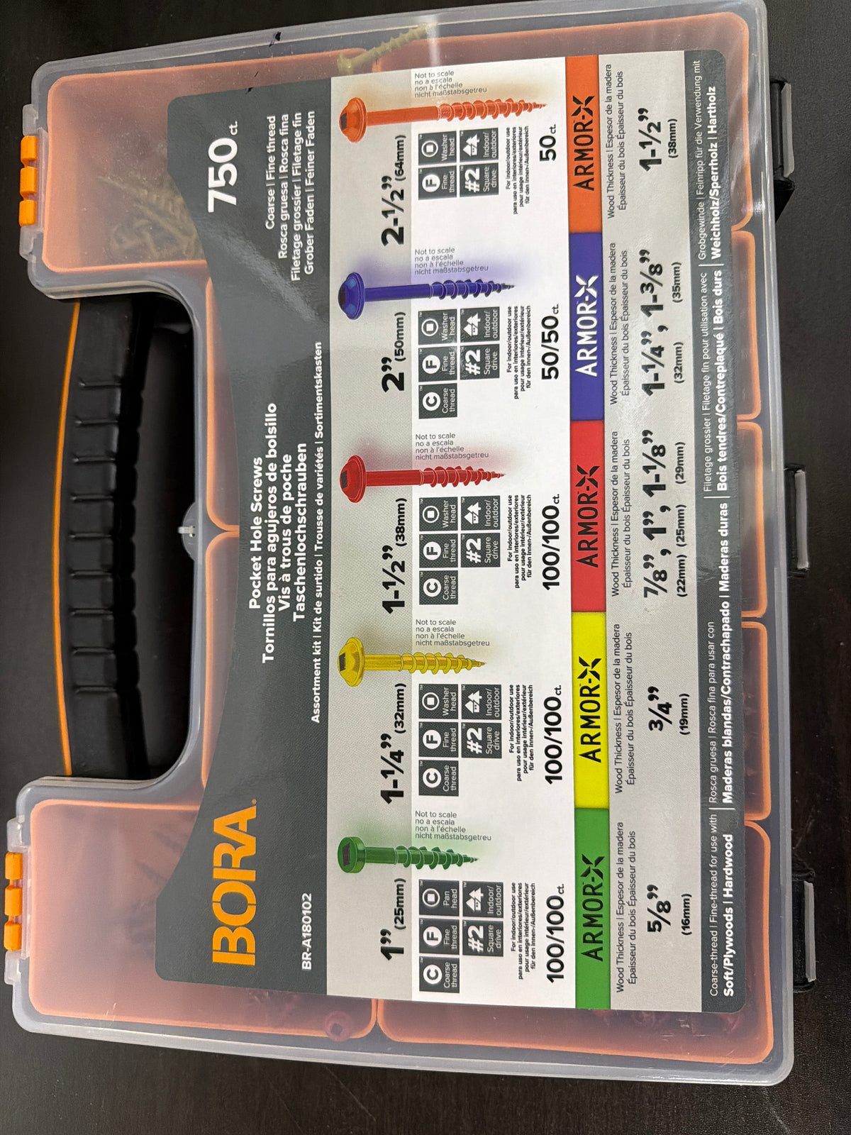 Bora 750-Piece Screw Set (Coarse) -R#2