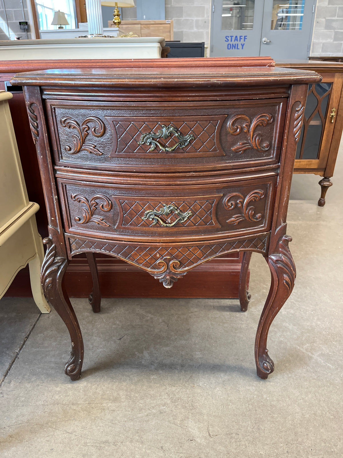 22"W Wood Side Table with 2 Drawers