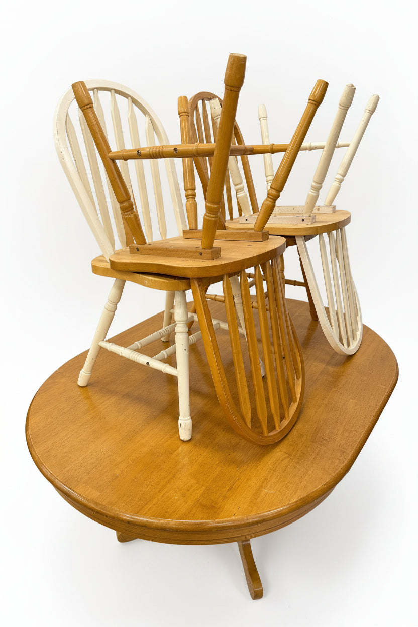Light Wood and White Dining Set