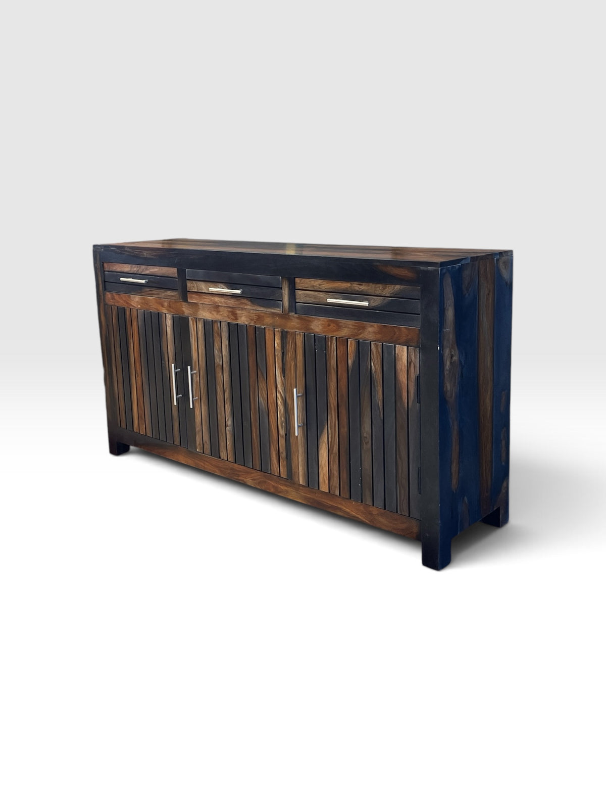 Solid Two Tone Acacia Wood Rustic Sideboard