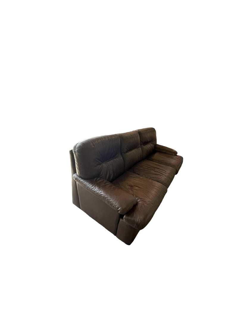 Dark Brown Leather 3-Seater Sofa