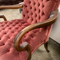 27-Inch W Vintage Velvet Accent Chair – Tufted Upholstery, Wooden Frame