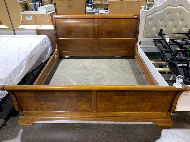 Burled Oak Sleigh Bed (King Size)