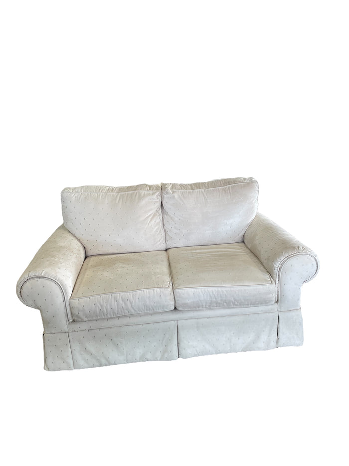 Upholstered White Loveseat