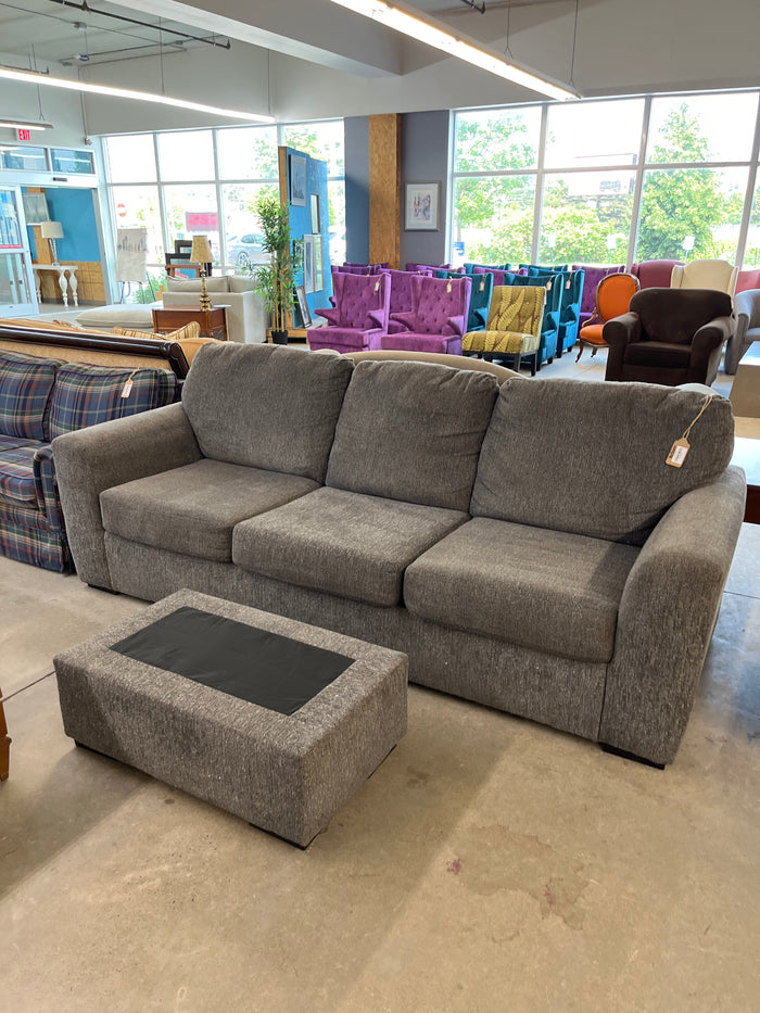 96" Convertible Grey Chenille Sofa