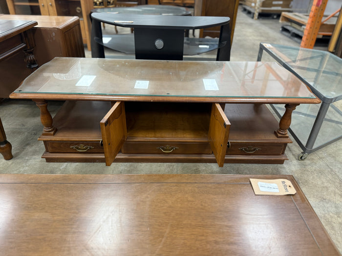 Long Mahogany Brown Coffee Table