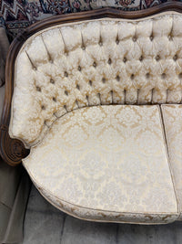 French Provincial-Style Gold Damask Sofa