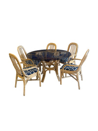 Round Rattan Bamboo Dining Set