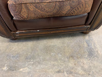 Brown Leather Armchair With Fabric Seating