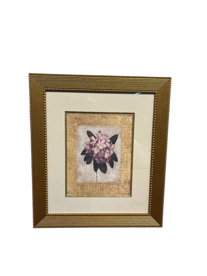 Floral Rhododendron Artwork With Gold Accents