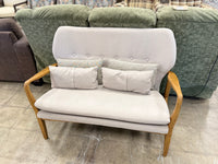 Contemporary Elm Wood and Beige Loveseat