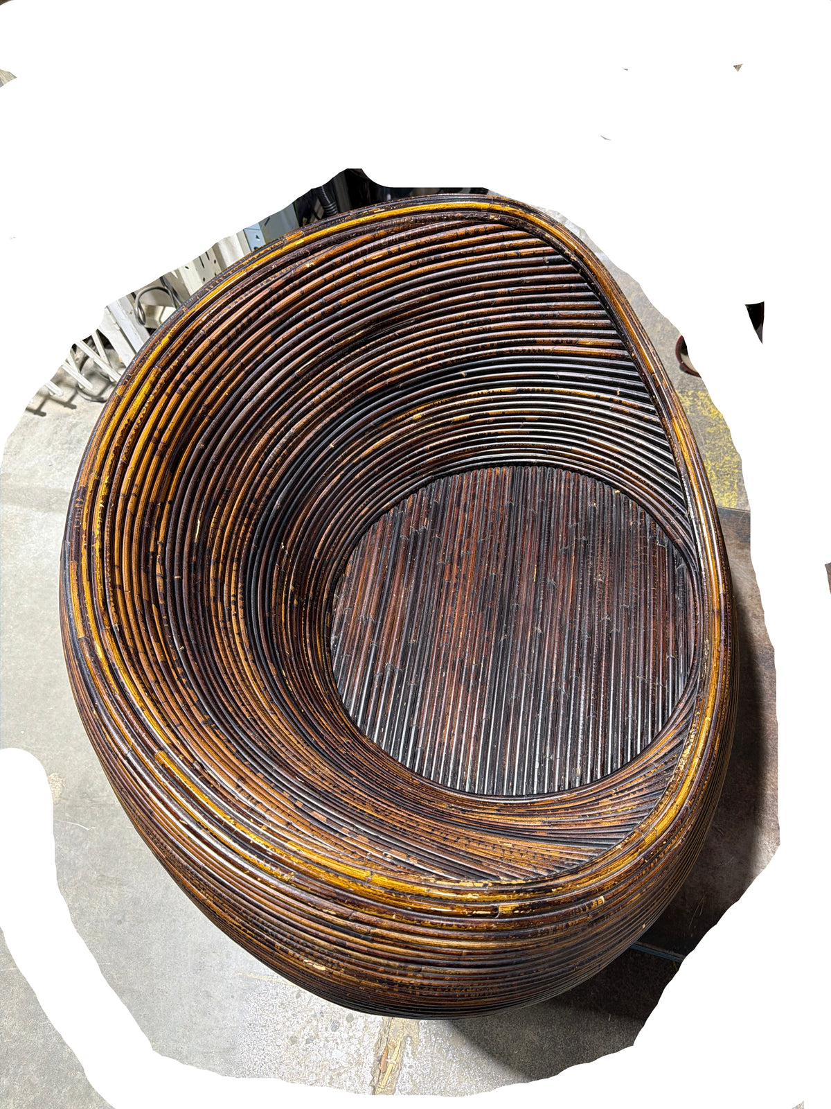 Vintage Mid-Century-Modern Pencil Reed / Rattan Pod Chair - Gabriella Crespi