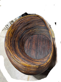 Vintage Mid-Century-Modern Pencil Reed / Rattan Pod Chair - Gabriella Crespi