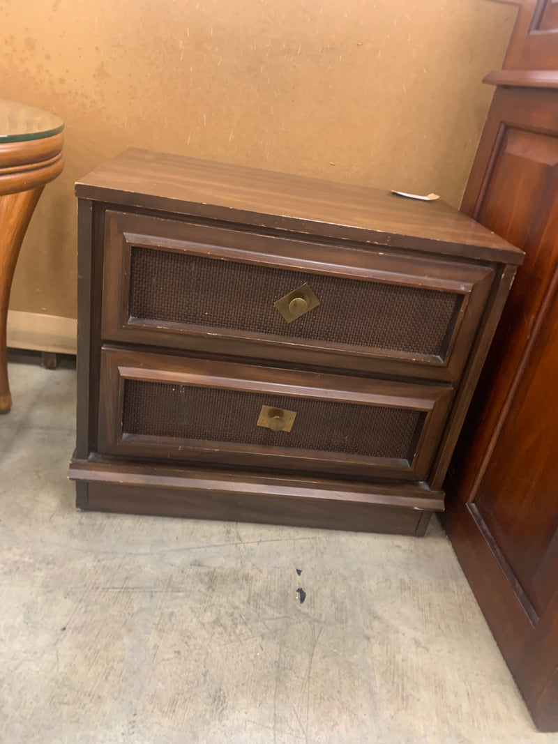 Wicker Face 2 Drawer Nightstand