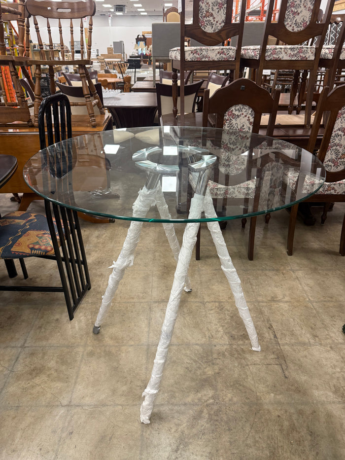 High Round Glass-top Dining Table