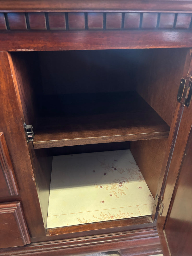 56”W Brown Two Piece China Cabinet