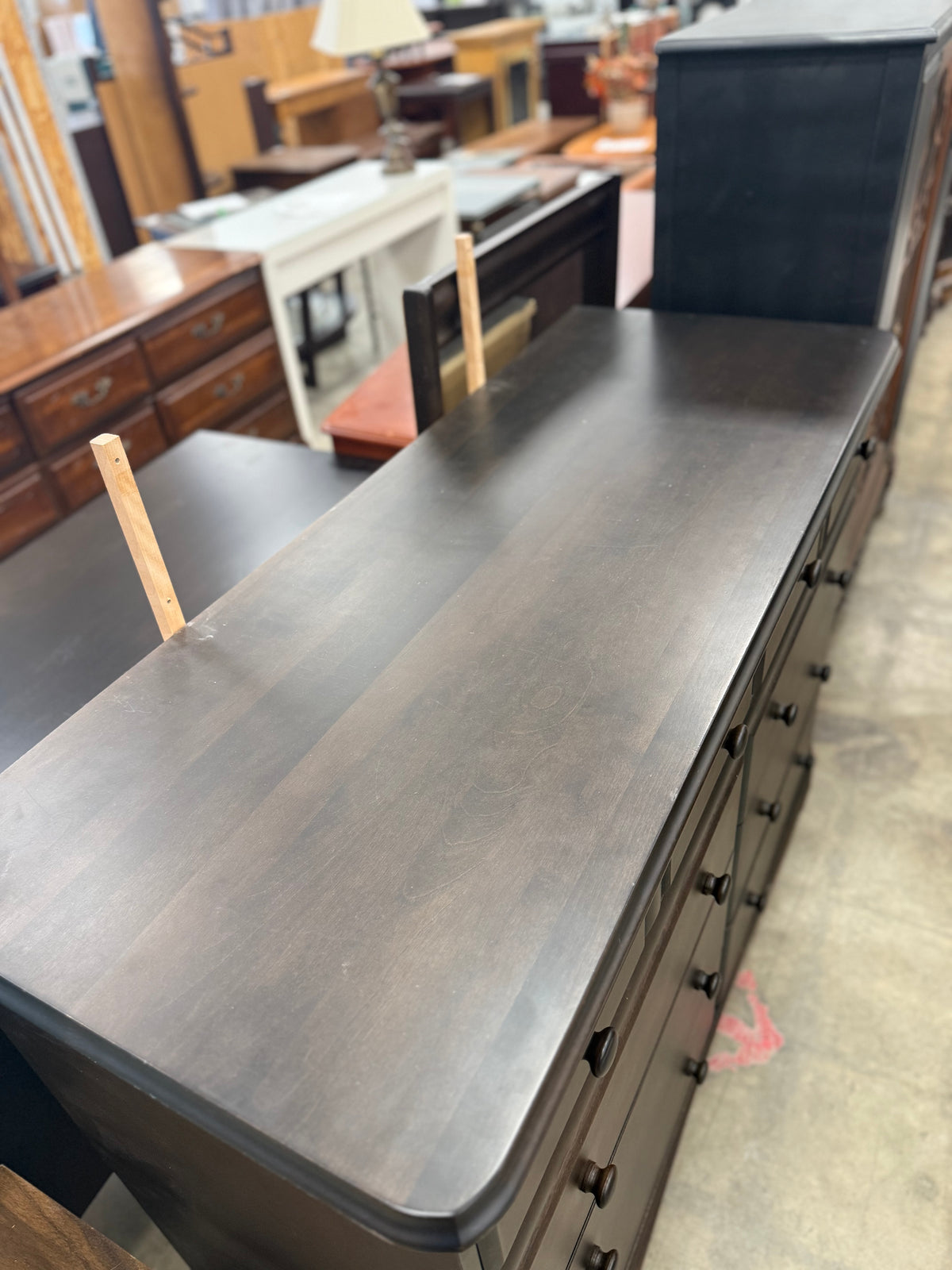 Dark Brown 7-Drawer Dresser with Mirror