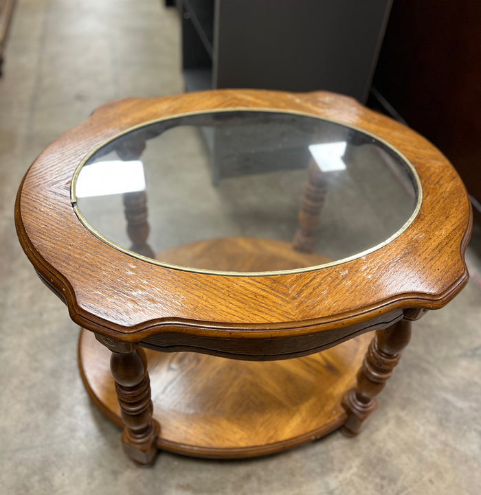 Side Table With Gold Accent And Glass